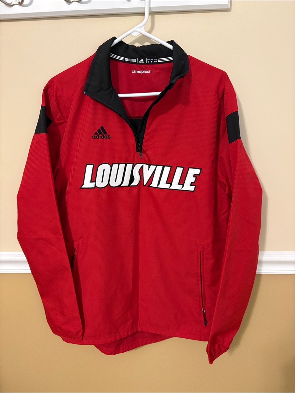 adidas Red and Black Louisville Climaproof Quarter-Zip Jacket